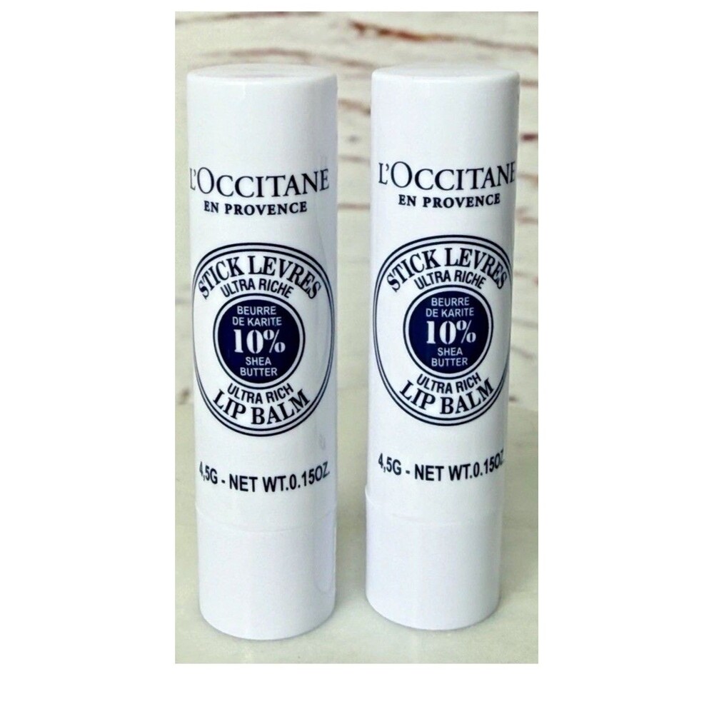 L'Occitane Lip Balm Stick Shea Butter Moistrurizing Hydrating Dry Lips Lot of 2